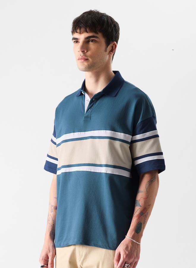 ذا سوليد ستور بولو واسع بنمط كتل الالوان - Image 1